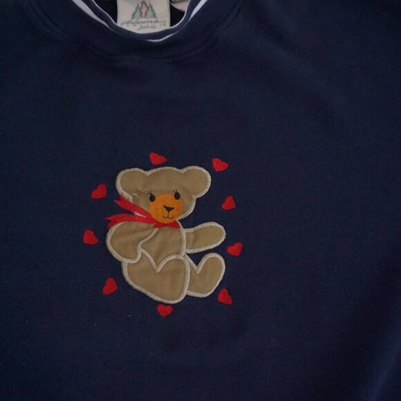 Vintage Alpine Express Navy Teddy Bear Heart Sweatshirt Cabincore Retro XL - Picture 5 of 9